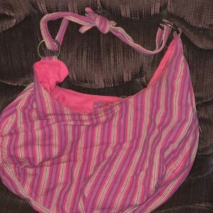 Pink Striped Women's Bag